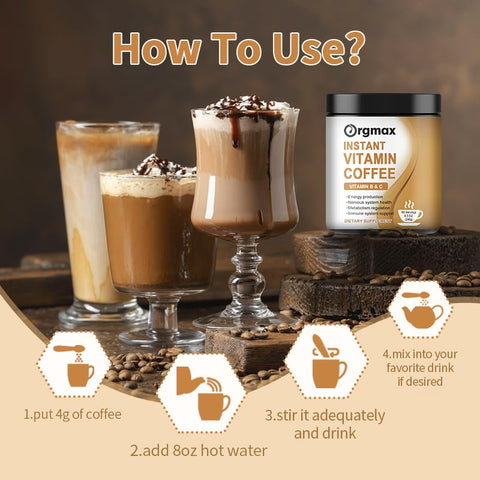 Generic - Café Instantâneo Super B Vitamin, Pó de Café com Alta Potência de Vitaminas B e C, Energia e Suporte ao Sistema Imunológico