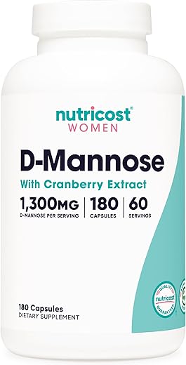 D-Mannose com Extrato de Cranberry para Mulheres 1300mg 180 Cápsulas – Compre Agora! - Nutricost