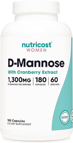 D-Mannose com Extrato de Cranberry para Mulheres 1300mg 180 Cápsulas – Compre Agora! - Nutricost