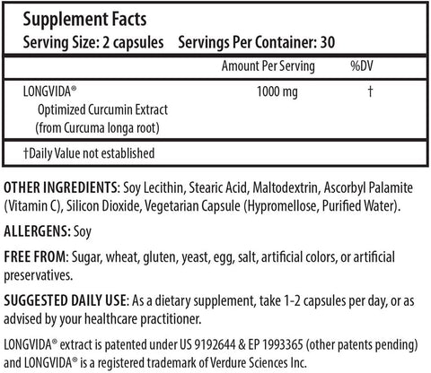Curcumin Longvida Otimizado – 60 Cápsulas, 1000 mg por Porção - ProHealth