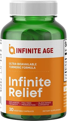 Suplemento de Cúrcuma para Suporte Articular, 30 Cápsulas – Feito nos EUA, Vegano, Livre de Glúten – Extrato de Cúrcuma 250mg, Salicina de Salgueiro 240mg - INFINITE AGE