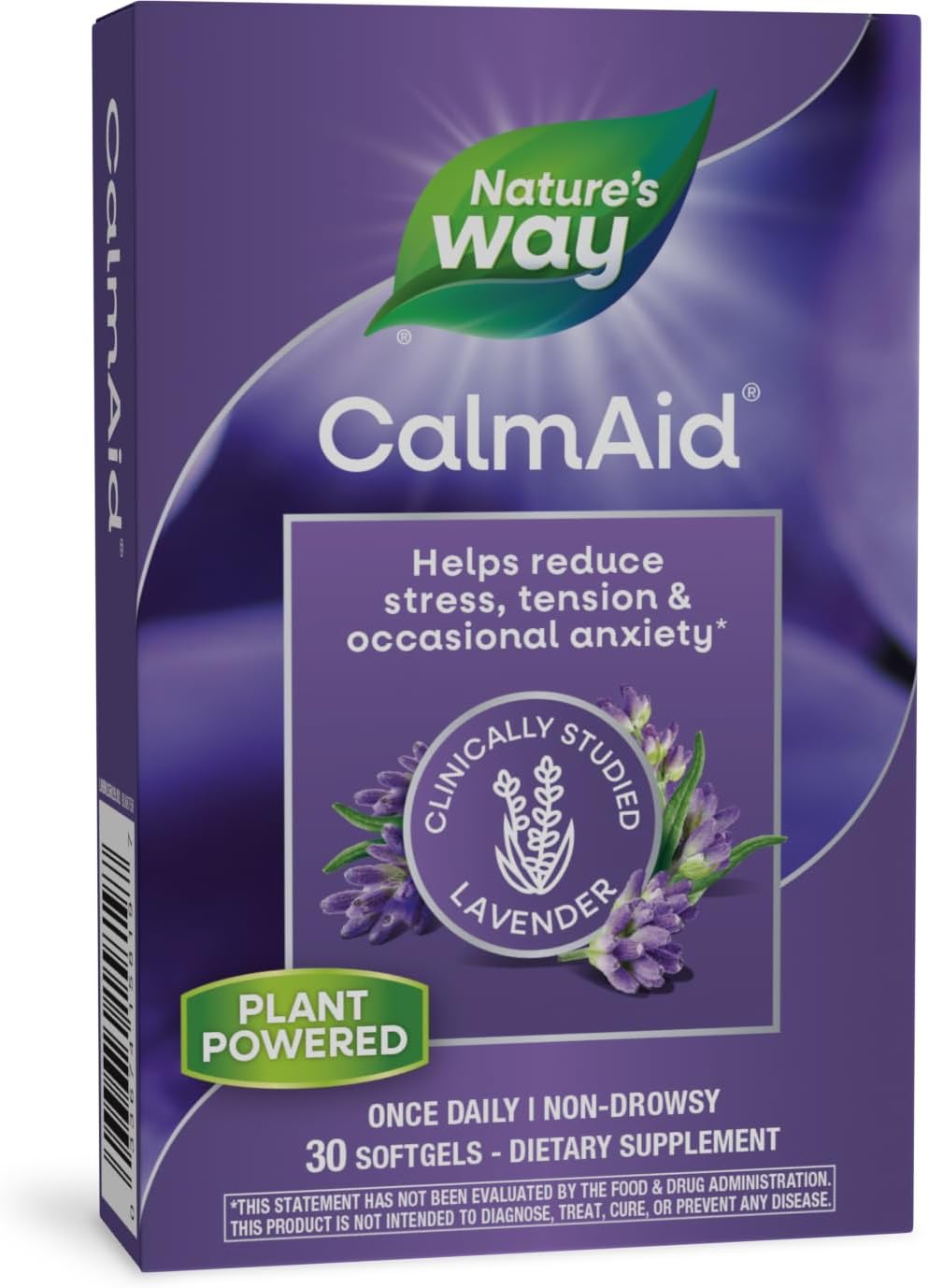 Nature's Way - Nature’s Way CalmAid com Óleo de Lavanda Silexan, Ajuda a Reduzir Tensão e Estresse*, Não Causa Sonolência, 30 Cápsulas (Embalagem Pode Variar)