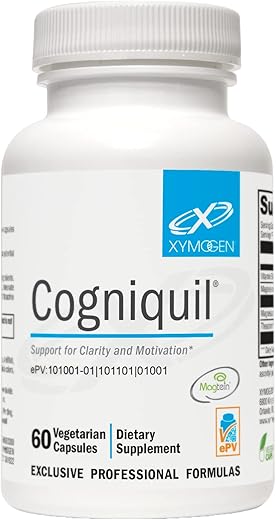 Cogniquil – Suporte para Clareza, Foco, Motivação, Energia Mental e Física – Magnésio L-Treonato para Fornecer Magnésio Bioativo ao Cérebro, Vitamina Theacrine - XYMOGEN