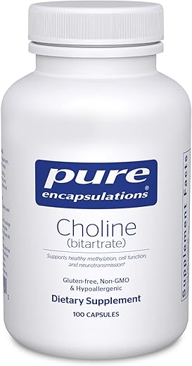 Choline (Bitartrate) – 275 mg – Suporte à Metilação e Saúde Cerebral - Pure Encapsulations