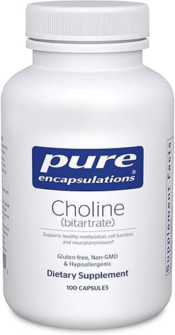 Choline (Bitartrate) – 275 mg – Suporte à Metilação e Saúde Cerebral - Pure Encapsulations