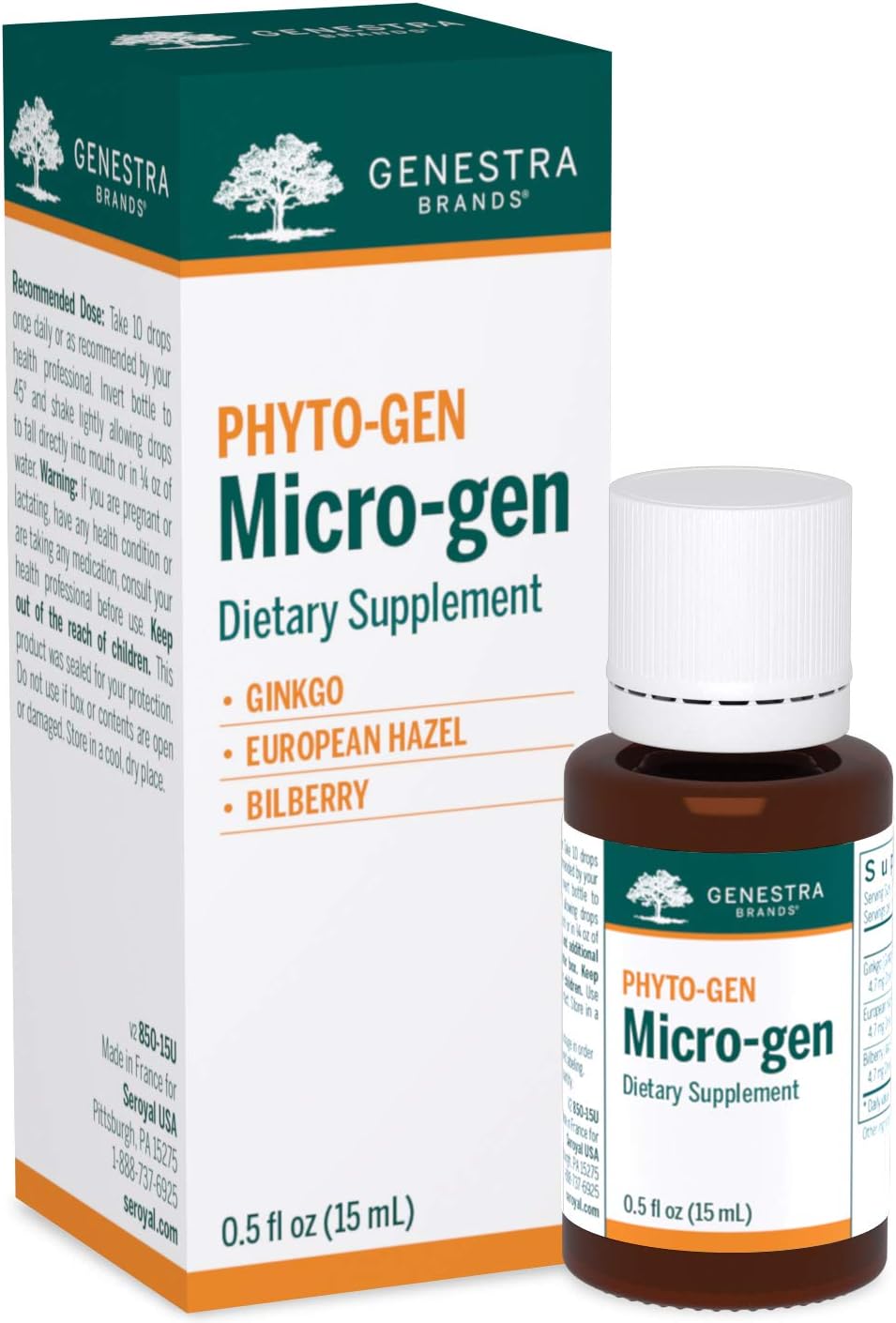 Micro-gen | Suplemento Herbal de Ginkgo, Avelã Europeia e Mirtilo | 15 ml - Genestra Brands