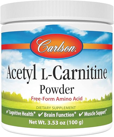 Pó de Acetil L-Carnitina, Aminoácido de Forma Livre, Saúde Cognitiva, Função Cerebral - Carlson