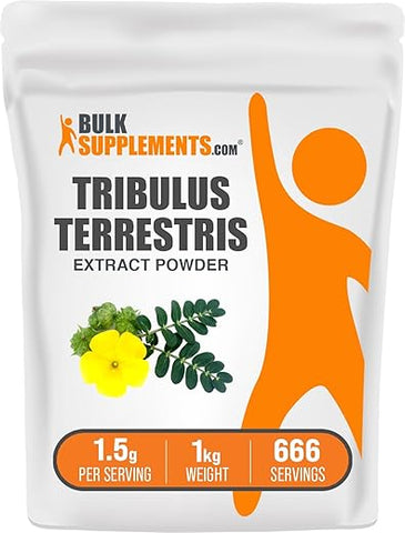 Tribulus Terrestris Extract Powder – BulkSupplements.com, Suplemento Herbal, 1500mg por Porção, 1kg (2.2 lbs) (Embalagem)