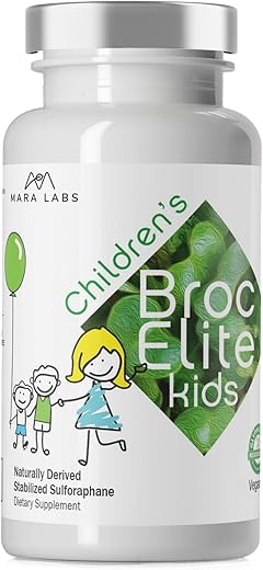 BrocElite - Mara Labs Broc Elite Kids | Suplemento de Brócolis com Extrato de Sulforafano Naturalmente Estabilizado para Crianças | Sem Resíduos de Glifosato | 60 Unidades