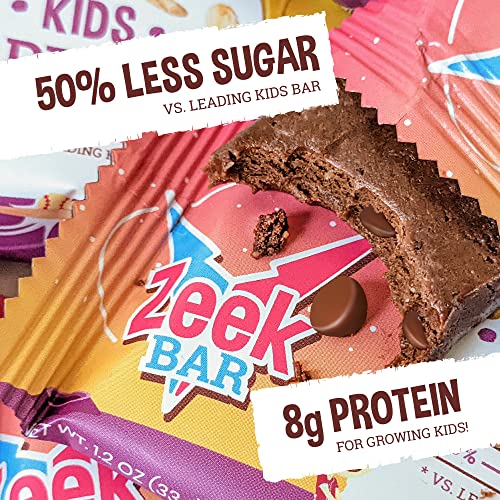 Zeek - ZEEK BAR – Barras de Proteína Infantil – 50% Menos Açúcar, 8g Proteína – Natural, Não-OGM, Sem Glúten – Variedade, 12 Unidades
