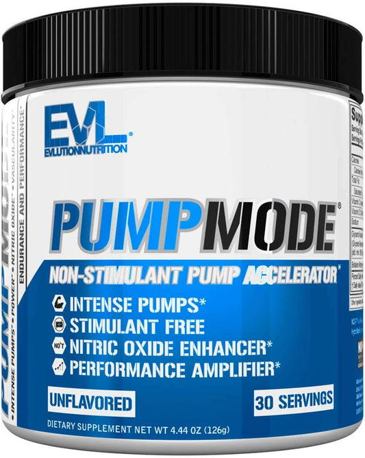 Evlution - Suplemento EVL PumpMode Óxido Nítrico – Estimulante Pré-Treino em Pó com Glicerol e Betaína para Recuperação, Crescimento e Resistência Muscular – Pré-Treino sem Estimulantes