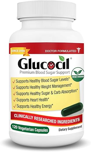 Cápsulas Vegetarianas Premium para Suporte Saudável de Açúcar no Sangue – Com Berberina, Folha de Amora Proprietária e Mais – 3 Essenciais para Açúcar no Sangue – Novo - Glucocil