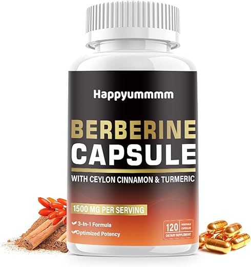 Happyummmm - Berberine 1500mg – Cápsulas de Berberina 120 Unidades