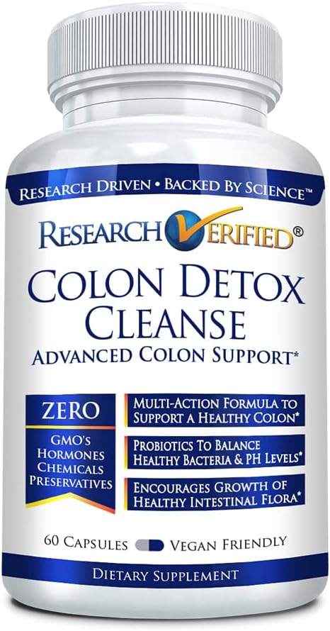 Research Verified - Pesquisa Verificada Limpeza do Cólon Detox – #1 Limpeza do Cólon – 100% Natural – 60 Cápsulas – Marca