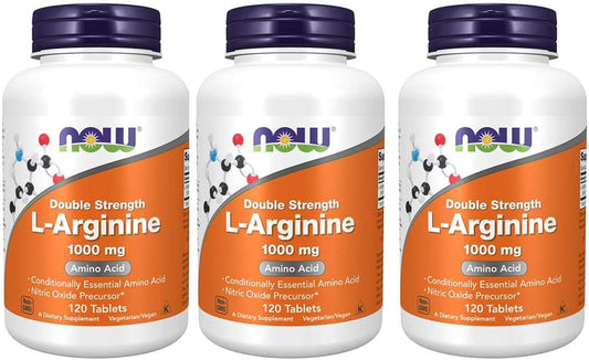 NOW Foods - Now Foods L-Arginine 1000mg – 120 Comprimidos (Pacote com 3) – Aumente sua energia e desempenho físico com L-Arginina de alta qualidade!