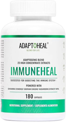ADAPTOHEAL - Immuneheal – Adaptogen, Reforço do Sistema Imunológico com Schisandra Chinensis, Ginseng e Extrato de Cogumelo (180 Cápsulas)