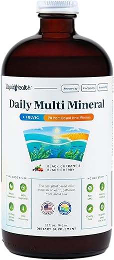 Suplemento Líquido Diário de Minerais com Ácido Fúlvico, Aquamin de Traços Marinhos Iônicos à Base de Plantas – Suporte Imunológico, Energia, Saúde Intestinal, Desintoxicação – Vegetariano, 500ml - LIQUIDHEALTH