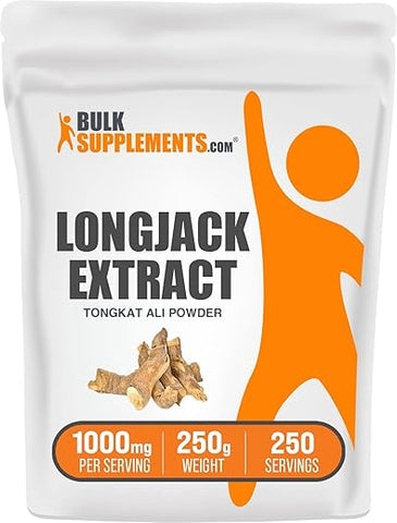 Longjack Extract Powder BulkSupplements.com – Tongkat Ali para Homens – Eurycoma Longifolia – Suporte à Libido (250g – 8.8oz)