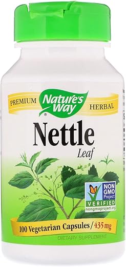 Nature's Way - Nature’s Way Nettle Leaf 435 mg – Certificado TRU-ID, Projeto Não-OGM, Vegetariano, 100 Unidades, Pacote de 2