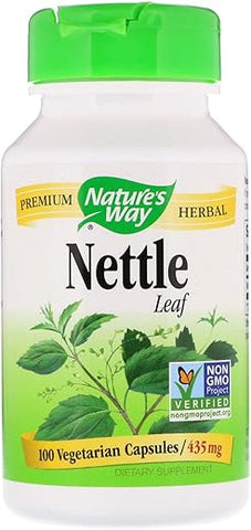 Nature's Way - Nature’s Way Nettle Leaf 435 mg – Certificado TRU-ID, Projeto Não-OGM, Vegetariano, 100 Unidades, Pacote de 2