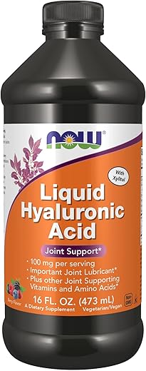 Suplementos, Ácido Hialurônico Líquido Saboroso de Frutas Vermelhas, 100 mg Por Porção, 473 ml - NOW Foods