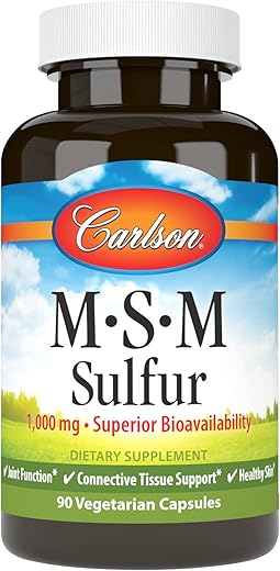 M-S-M Sulfur, 1000 mg Alta Bioacessibilidade, Função Articular, Suporte Tecidual Conectivo - Carlson