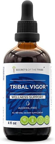 Secrets of the Tribe - Tribal Vigor Extrato SEM Álcool, Gotas de Ervas de Alta Potência, Tintura de Ginseng Siberiano Eleuthero, Catuaba, Barrenwort – Horny goat weed, Muira Puama, Saw