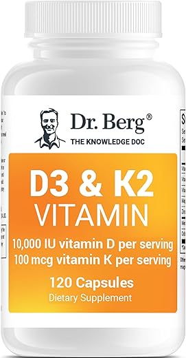Dr. Berg Nutritionals - Dr. Berg’s Vitamina D3 K2 c/ Óleo MCT – 10.000 UI de Vitamina D3, 100 mcg de Vitamina K2 MK7, Sais Biliares Purificados, Zinco
