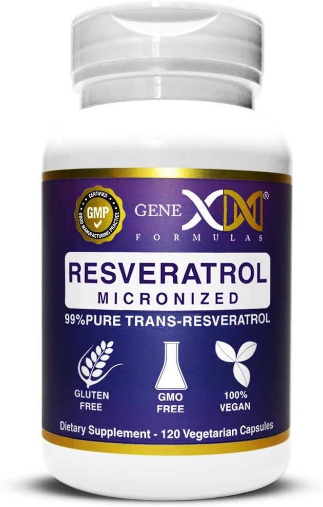 Genex Formulas - GENEX Trans Resveratrol 1000mg – Puro Extrato de Trans-Resveratrol Micronizado Grau Farmacêutico 99%% com Bioperine – GMP – 1g