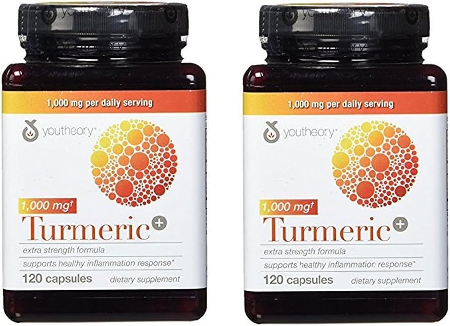 Cápsulas de Fórmula Extra Forte de Cúrcuma 1.000 mg por Dia, 120 Unidades (Pacote com 2) – Turmeric - Youtheory