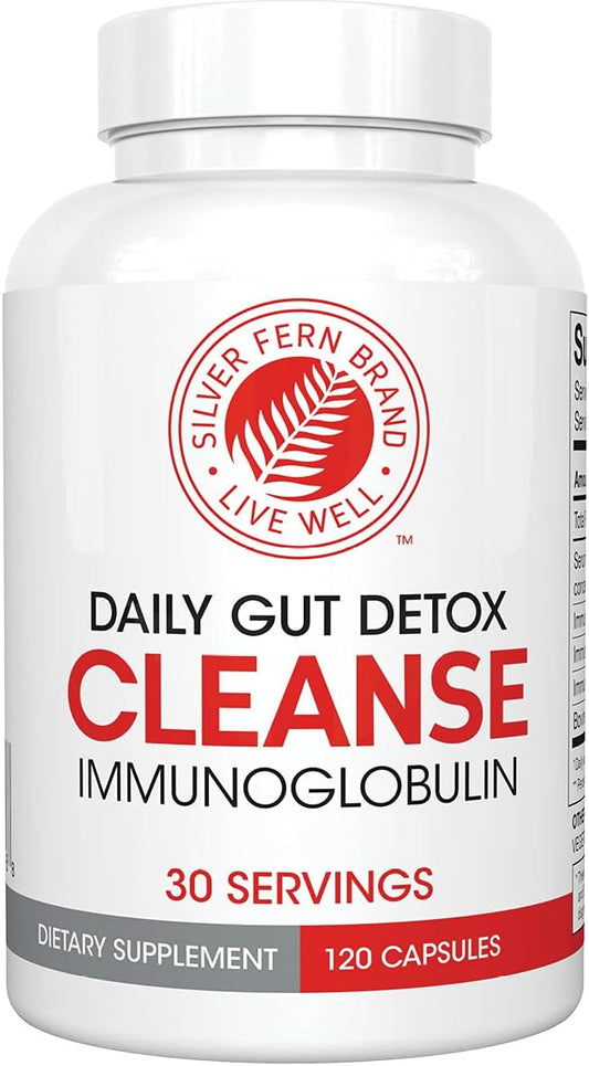 Cleanse – Desintoxicação Diária do Intestino – 1 Frasco – 120 Cápsulas – Fornecimento de 30 Dias – Imunoglobulina G, A - Silver Fern