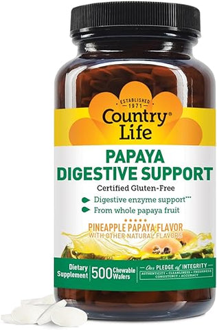 Enzimas de Mamão Mastigáveis para Suporte à Digestão – Abacaxi Natural | 60 comprimidos - Country Life
