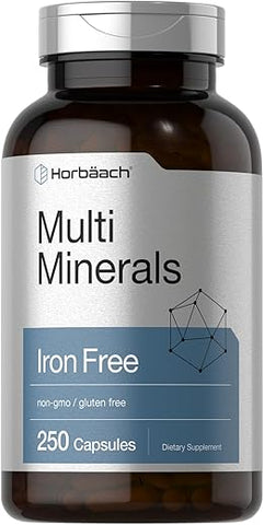 Multi Minerais | 250 Cápsulas | Sem Ferro | Complexo Mineral Diário para Homens e Mulheres | Não-OGM - Horbäach