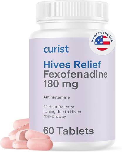 Fexofenadine Hydrochloride 180 mg – 60 Comprimidos Antialérgicos – Tratamento de Urticária 24 Horas - Curist