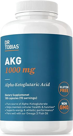 AKG 1000mg por Porção, Ácido Alfa Cetoglutárico Bioativo, Suporte à Energia Celular - Dr. Tobias