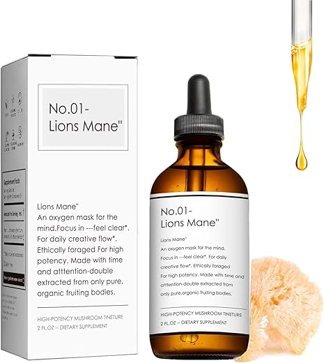 Generic - Extrato Líquido de Cogumelo do Leão – Suplemento Natural de Cogumelo de Frutificação Duplamente Extraído para Clareza Mental, Função Cerebral, Memória, Regeneração Celular e Criatividade