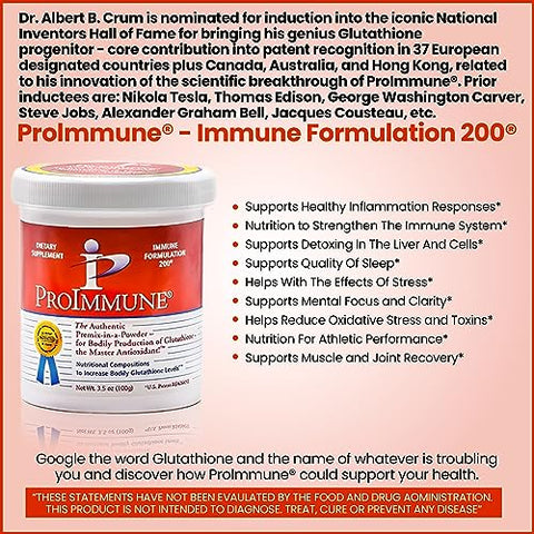 ProImmune Immune Formulation 200 - 2 Meses de Glutationa em Pó Autêntico para Produção Corporal de Glutationa. Composições Nutricionais para Aumentar os Níveis de Glutationa no Corpo