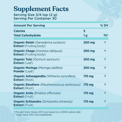 Mix Balance Adaptogen e Cogumelo | Suplemento Adaptogênico com Ashwagandha, Moringa, Manjericão Sagrado, Reishi, Chaga e Mais | Alívio Natural do Estresse e Reforço Imunológico - Four Sigmatic