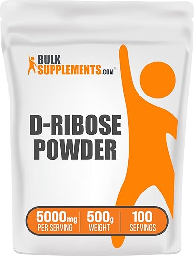 com D-Ribose em Pó – Suplemento de D-Ribose, 5000mg de Ribose, para Suporte Energético – Sem Sabor - BulkSupplements