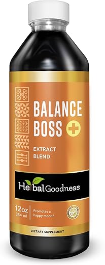 Suplemento Suporte ao Bom Humor – St Johns Worth Promove Relaxamento e Calma – Rhodiola Rosea Balance Boss 355 ml – Fórmula Equilibrada – 12 g - Herbal Goodness