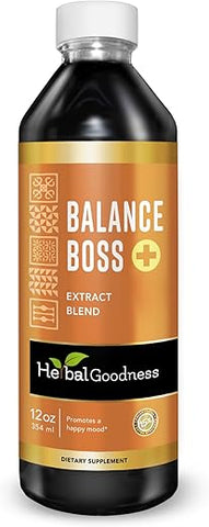 Suplemento Suporte ao Bom Humor – St Johns Worth Promove Relaxamento e Calma – Rhodiola Rosea Balance Boss 355 ml – Fórmula Equilibrada – 12 g - Herbal Goodness