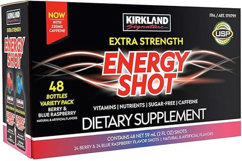 KIRKLAND - Kirkland Signature Energy Shot Extra Forte, 2 Ounce Bottle (48 Unidades) – Energético Potente e Variado