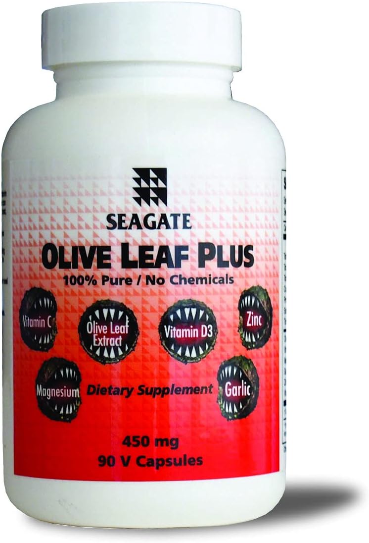 Olive Leaf Plus 450mg 90 V caps – Suplemento Natural de Folha de Oliveira - Seagate