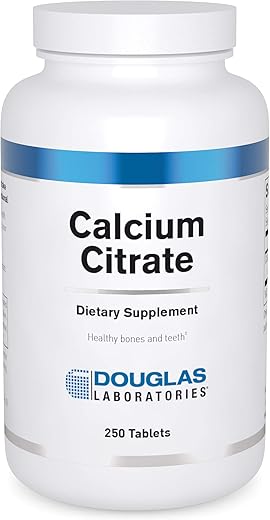 Cálcio Citrato | Mineral Essencial para Fortalecer e Estruturar Ossos e Dentes | 250 Comprimidos - Douglas Laboratories