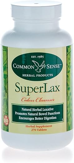 Common Sense Herbal Products - SuperLax Herbal Products: Limpeza do Cólon – 270 cápsulas – Fórmula Natural