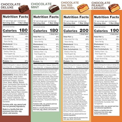 Barra de Proteína Pura, Pack com 12 Sabores Diferentes, (12 Unidades), Sem Glúten, Baixo teor de Açúcar, Pacote Promocional por ZIGGALOU™