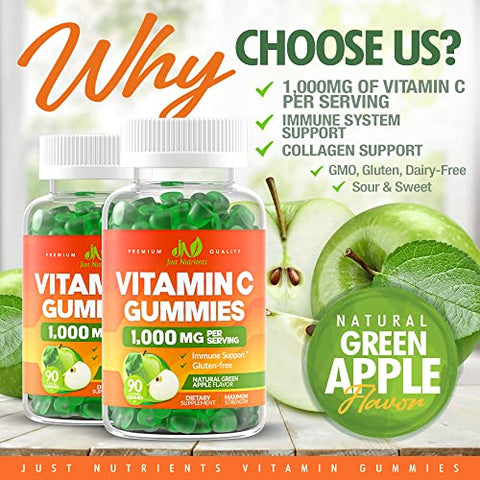 Just Nutrients - Vitamina C 1000mg Gummies para Adultos – Fortaleça sua saúde com deliciosos gummies!