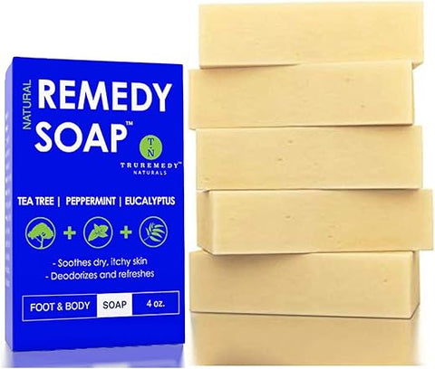 Truremedy Naturals - Sabonete em Barra Truremedy Naturals Tea Tree para Homens/Mulheres, 5 unidades – Com Hortelã-Pimenta