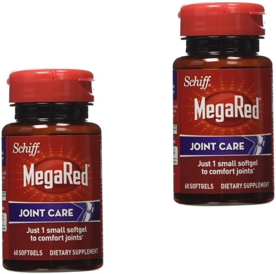 Cuidado Articular Softgels, 60 Unidades (2 Pacotes) – Cuidado das Articulações com Ômega-3, Vitamina D e Óleo de Krill - MegaRed