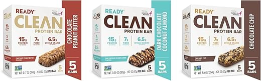 Generic - Barras de Proteína Prontas Genéricas, Pack Sortido, Chocolate Amendoim, Chocolate Chip, Chocolate Amêndoa Coco Escuro, 5 porções por caixa, total de 3 caixas